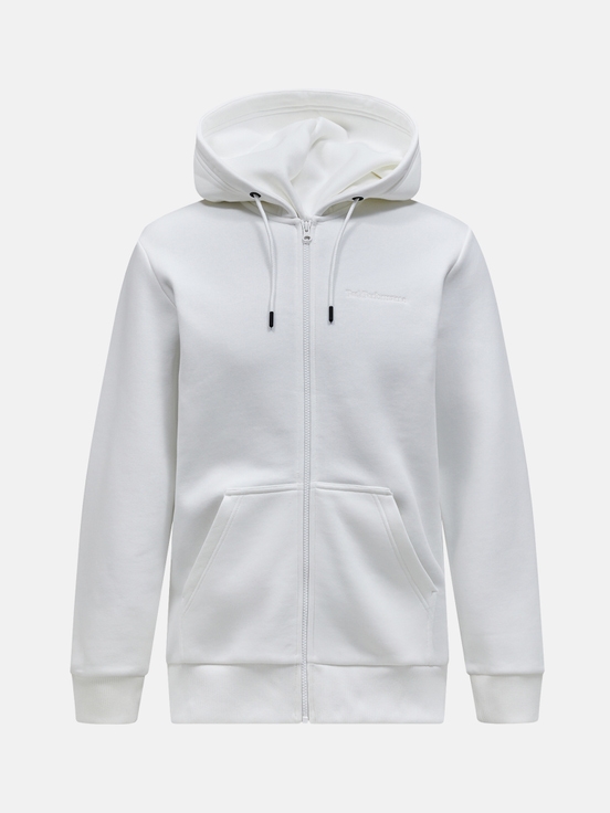 White Men Peak Performance Original Small Logo Zip Hoodie | US-ZSTKV5412