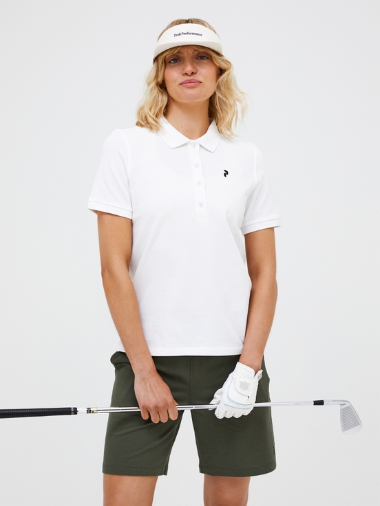 White Women Peak Performance Classic Cotton Polo Shirts | US-KWNDC2640