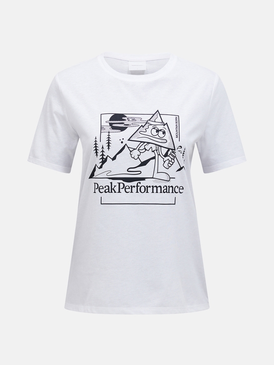 White Women Peak Performance Explore Graphic T-shirt | US-JBUKD8560