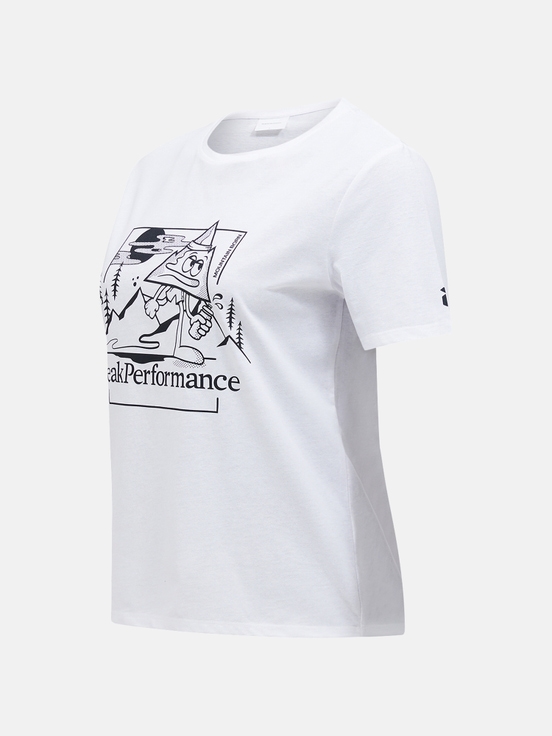 White Women Peak Performance Explore Graphic T-shirt | US-JBUKD8560