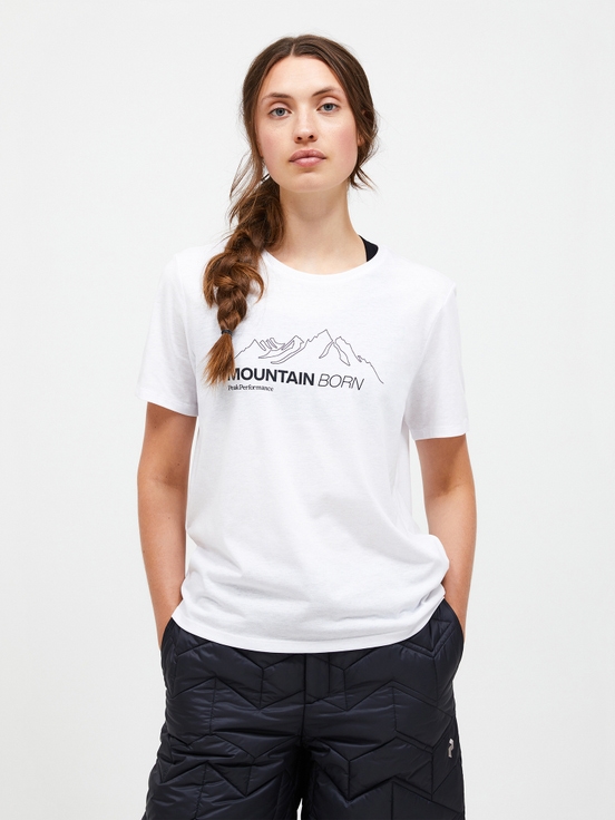 White Women Peak Performance Explore Graphic T-shirt | US-DENOW0861