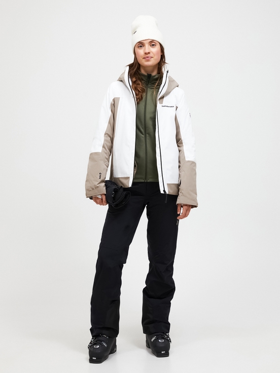 White / Beige Women Peak Performance Rider Tech Insulated Ski Jacket | US-ASHVN0746