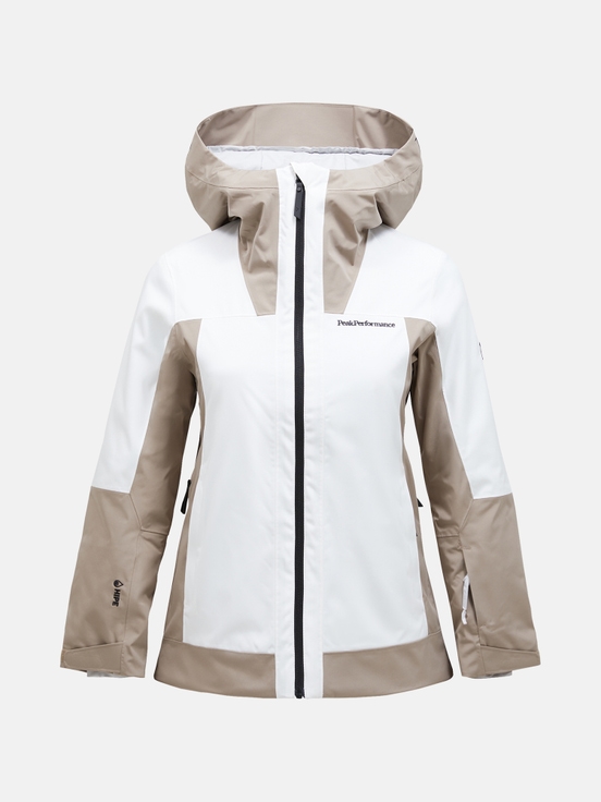 White / Beige Women Peak Performance Rider Tech Insulated Ski Jacket | US-ASHVN0746