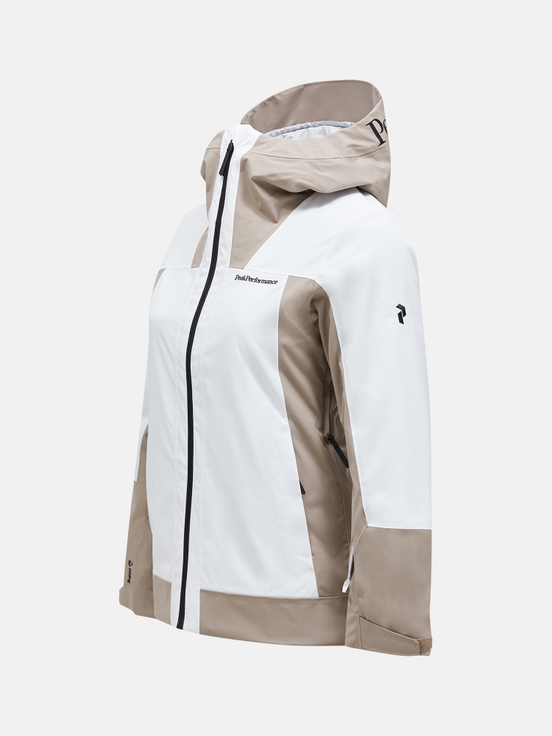 White / Beige Women Peak Performance Rider Tech Insulated Ski Jacket | US-ASHVN0746