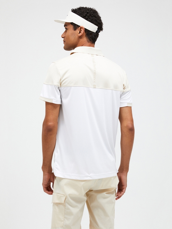 White / Cream Men Peak Performance Player Block Polo Shirts | US-VRQTM0894