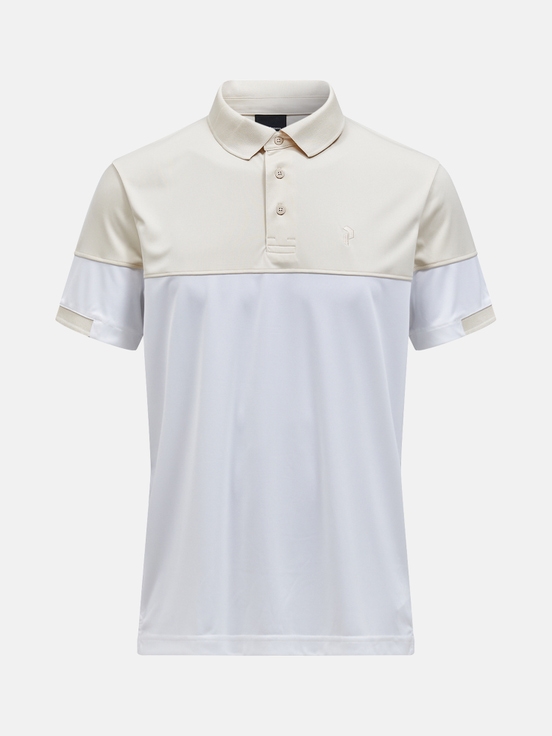 White / Cream Men Peak Performance Player Block Polo Shirts | US-VRQTM0894