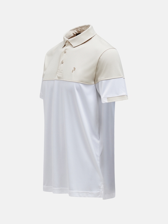 White / Cream Men Peak Performance Player Block Polo Shirts | US-VRQTM0894