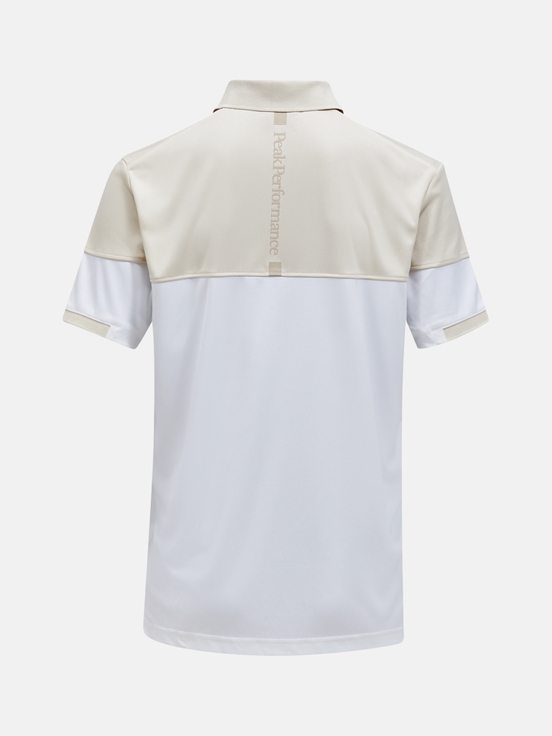 White / Cream Men Peak Performance Player Block Polo Shirts | US-VRQTM0894