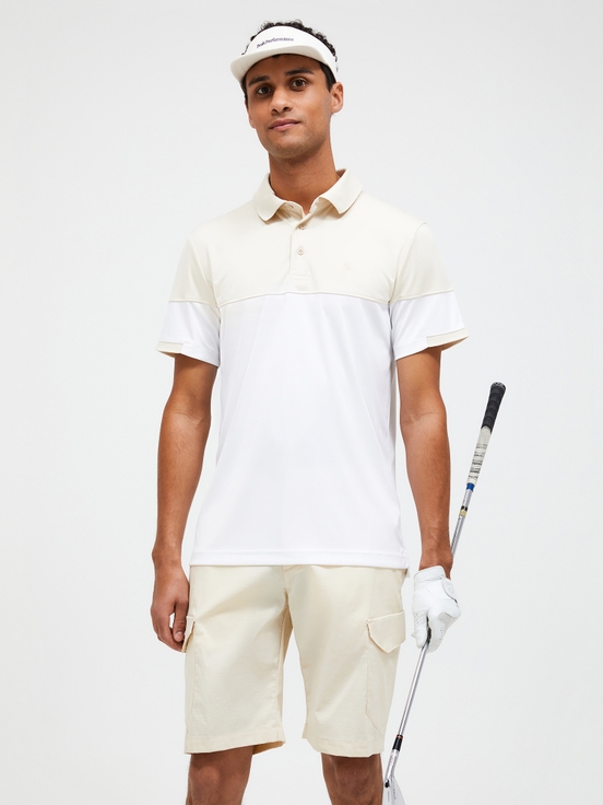 White / Cream Men Peak Performance Player Block Polo Shirts | US-VRQTM0894