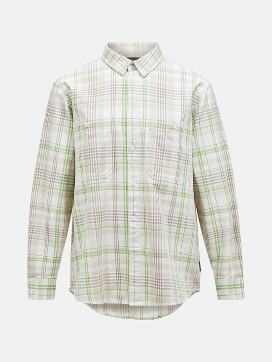 White / Light Green Men Peak Performance Heavy Cotton Shirts | US-WMFAB6149