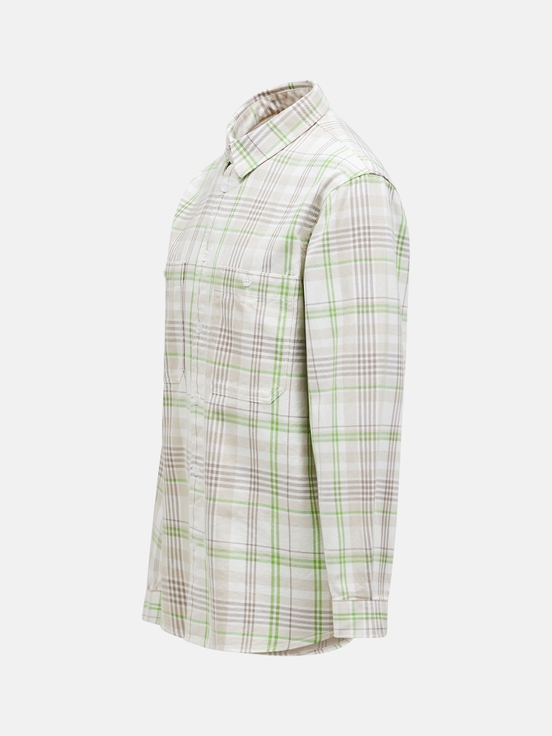 White / Light Green Men Peak Performance Heavy Cotton Shirts | US-WMFAB6149